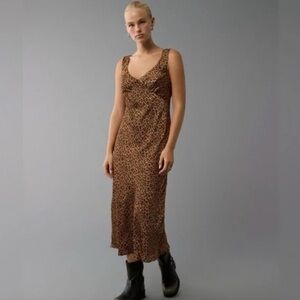 American Eagle Outfitters Brown Leopard Midi Dress
